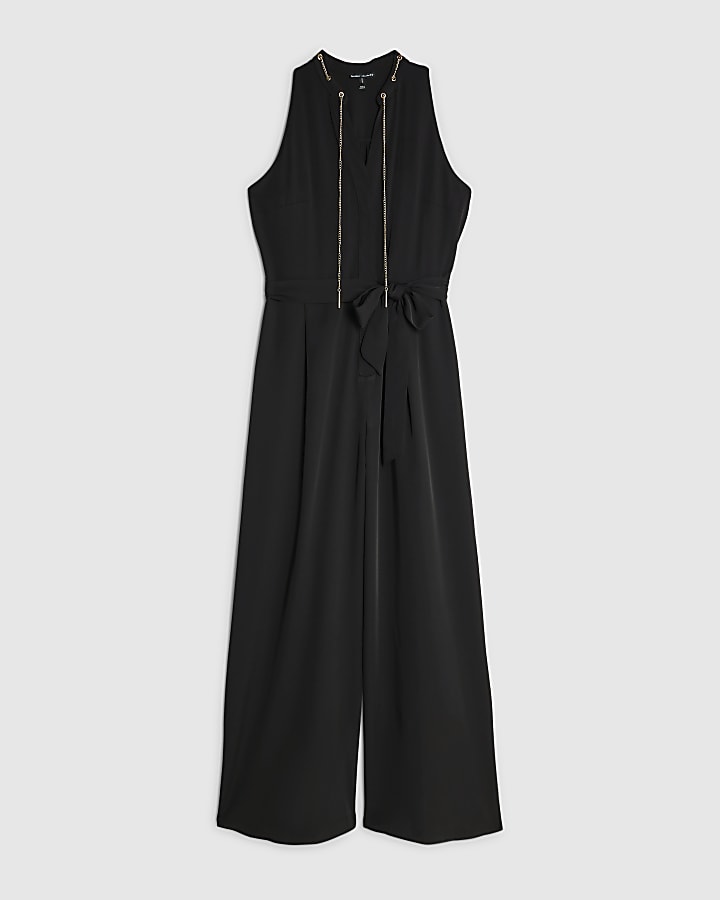 Black Chain Detail Wide Leg Jumpsuit