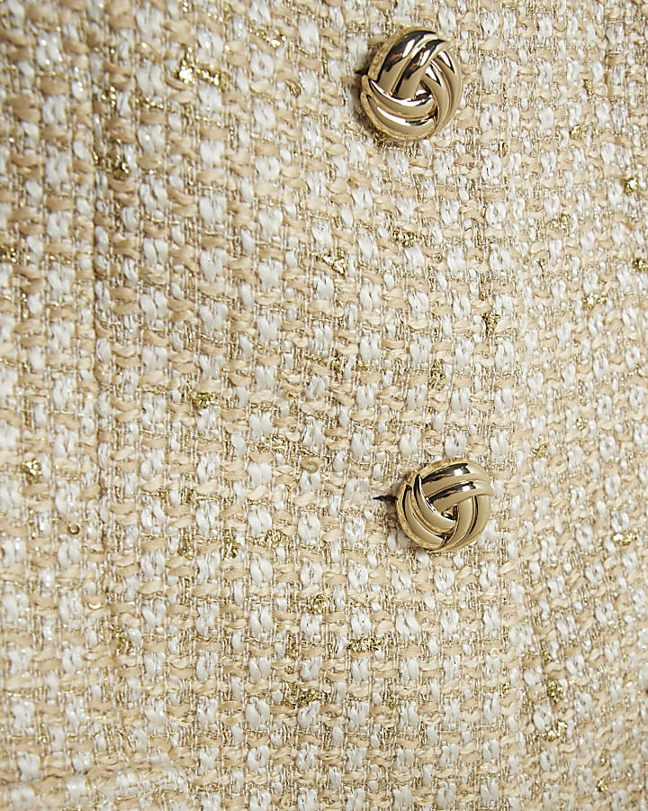 Gold Boucle High Neck Collared Waistcoat