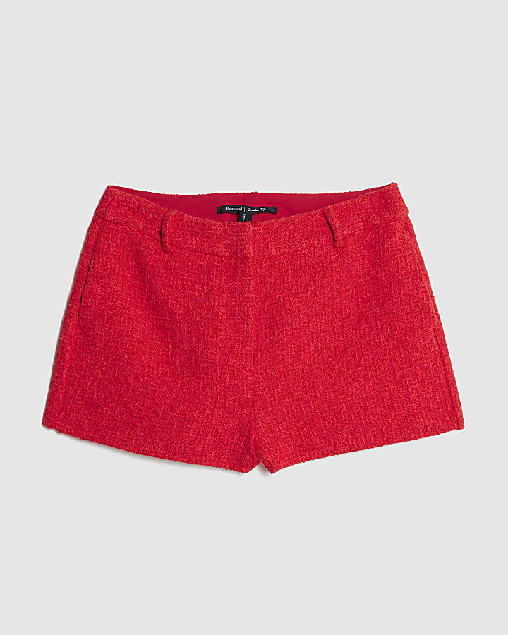 Red Boucle Micro Shorts