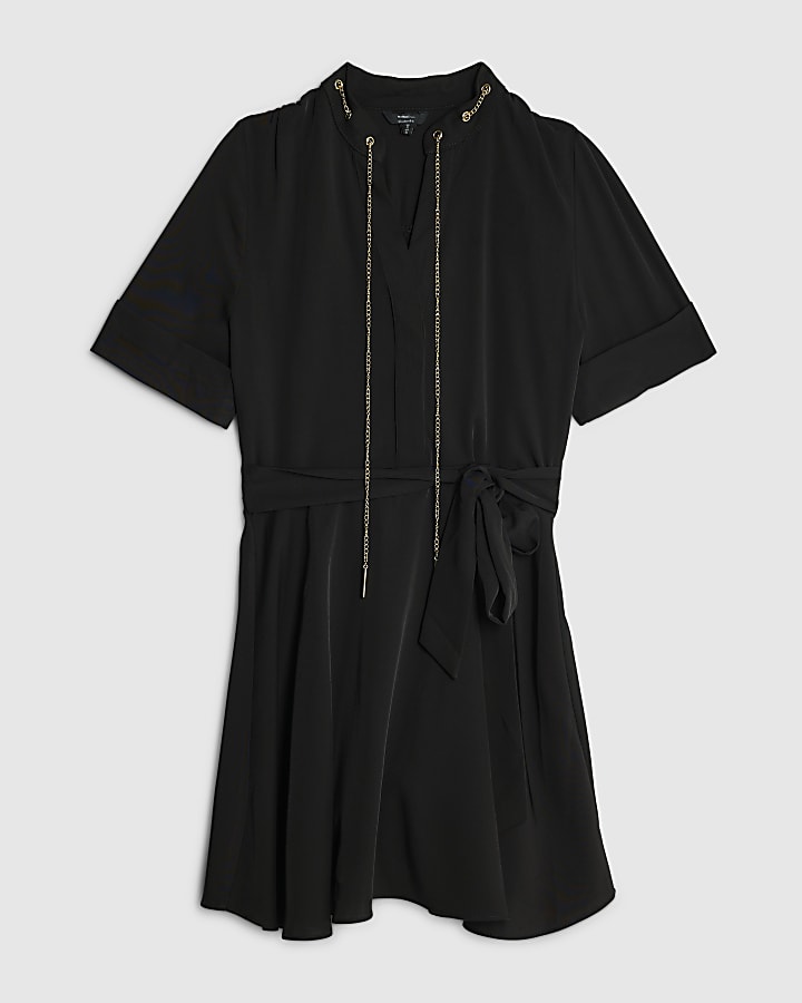 Black Chain Detail Mini Skater Dress