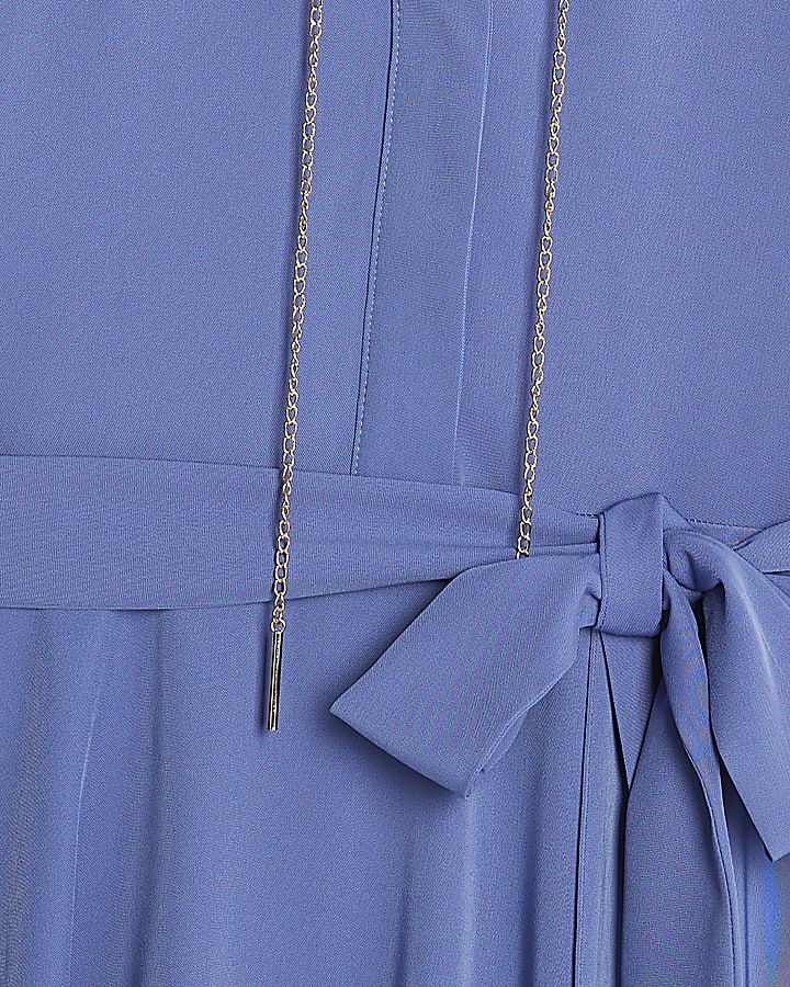 Navy Chain Detail Skater Mini Dress