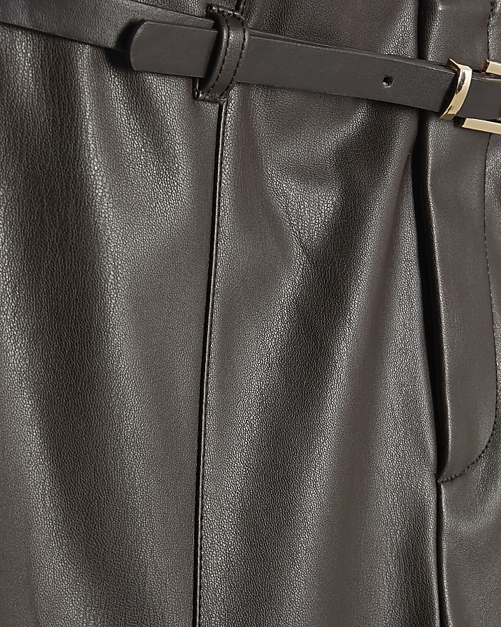 Petite Brown Belted Wide Leg Trousers