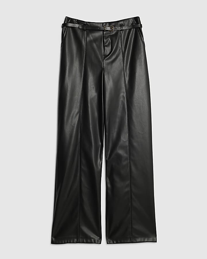 Petite Black Belted Wide Leg Trousers