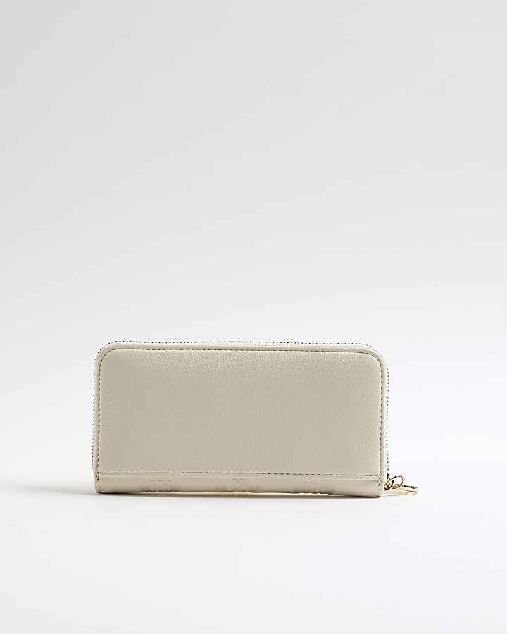 Cream Embossed Monogram Ziparound Purse