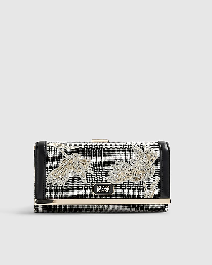 Black Flower Applique Purse