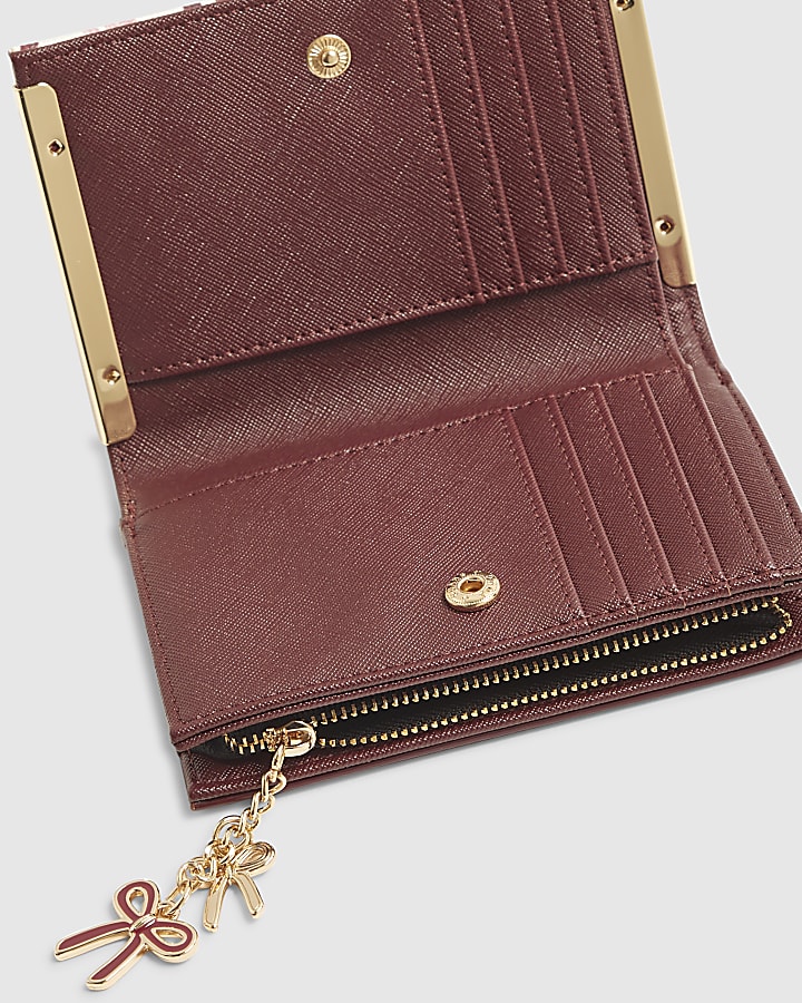 Cream Bow Print Foldout Purse
