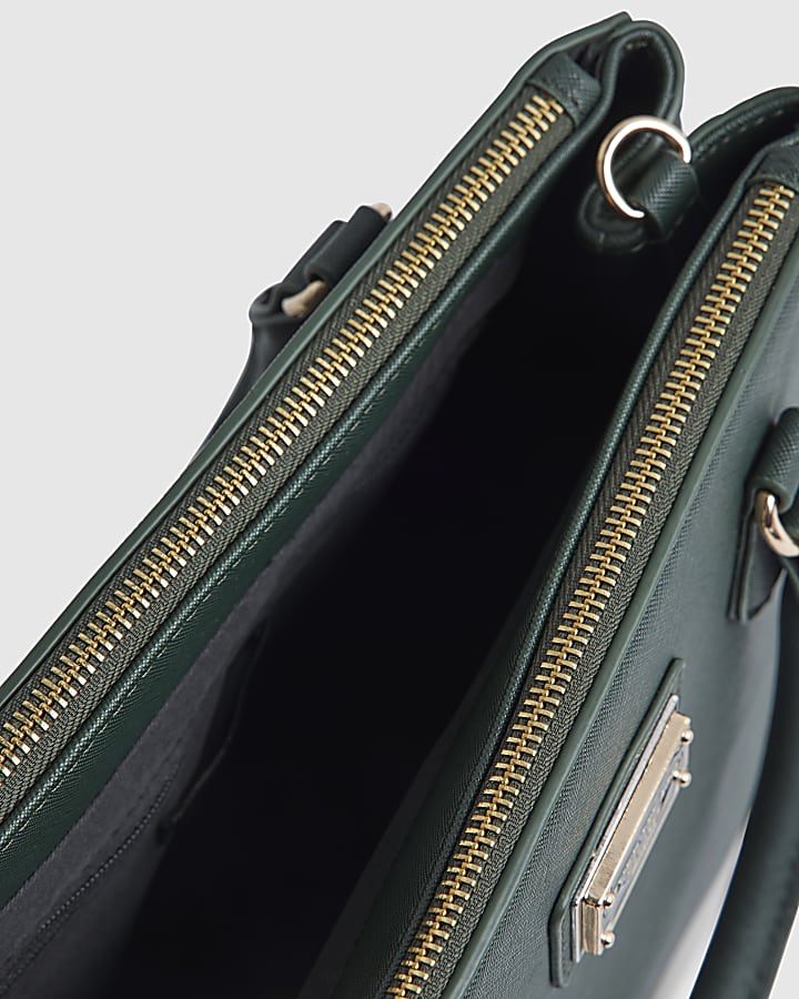 Green RI Monogram Tote Bag