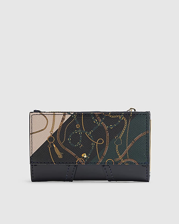 Navy Chain Print Snaffle Mini Cardholder