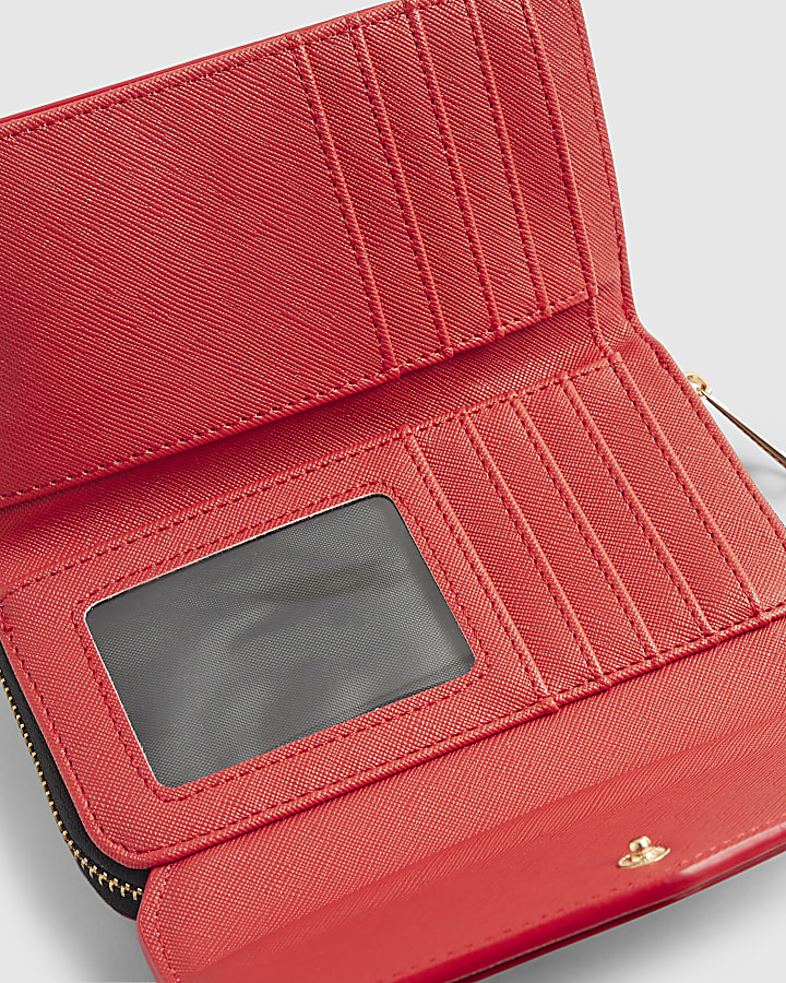 Red Heart Detail Panelled Purse