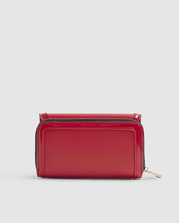 Red Heart Detail Panelled Purse