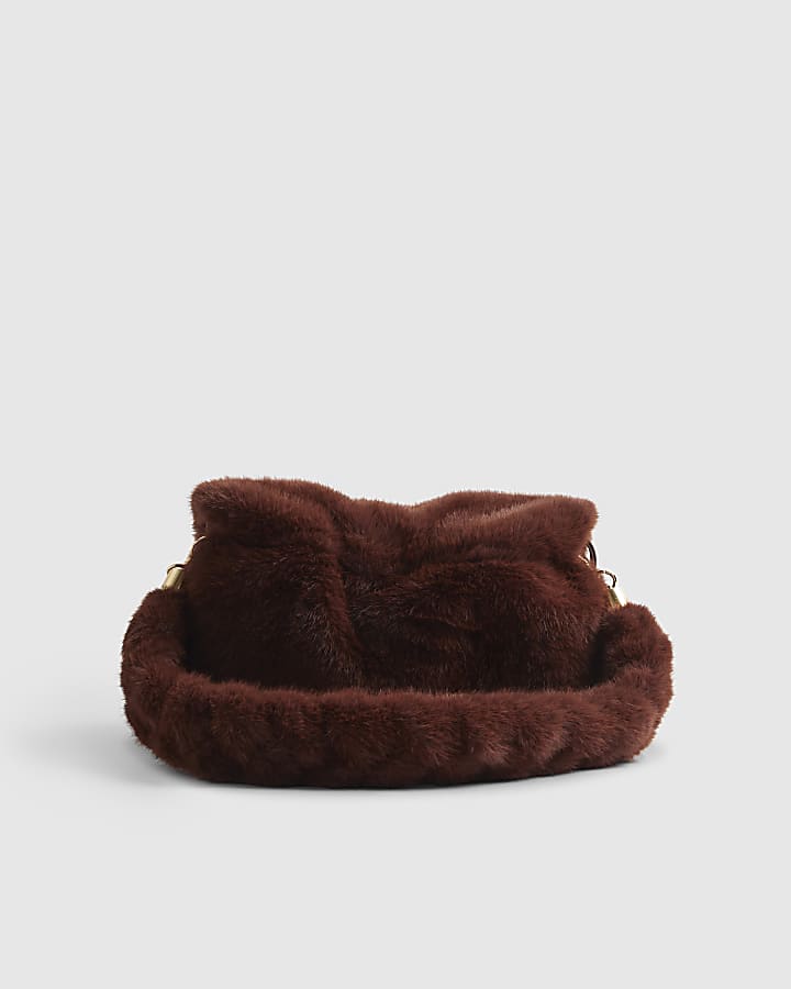 Brown Faux Fur Shoulder Bag