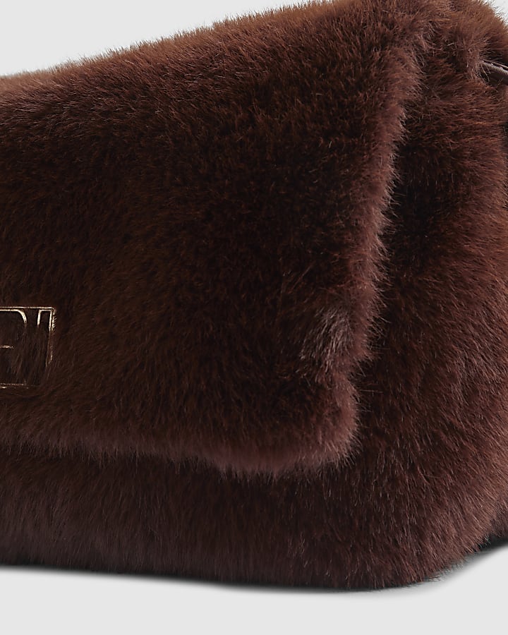 Brown Faux Fur Shoulder Bag