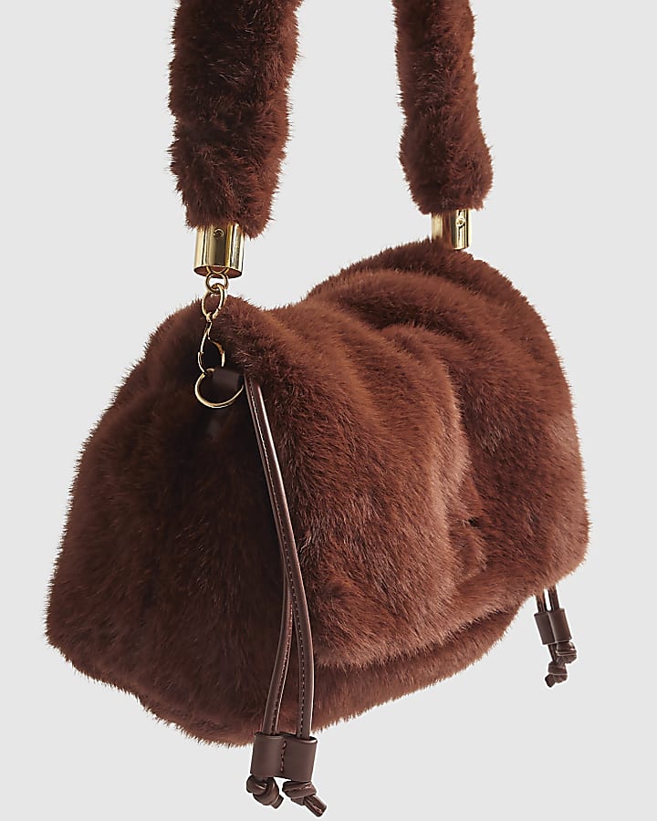Brown Faux Fur Shoulder Bag