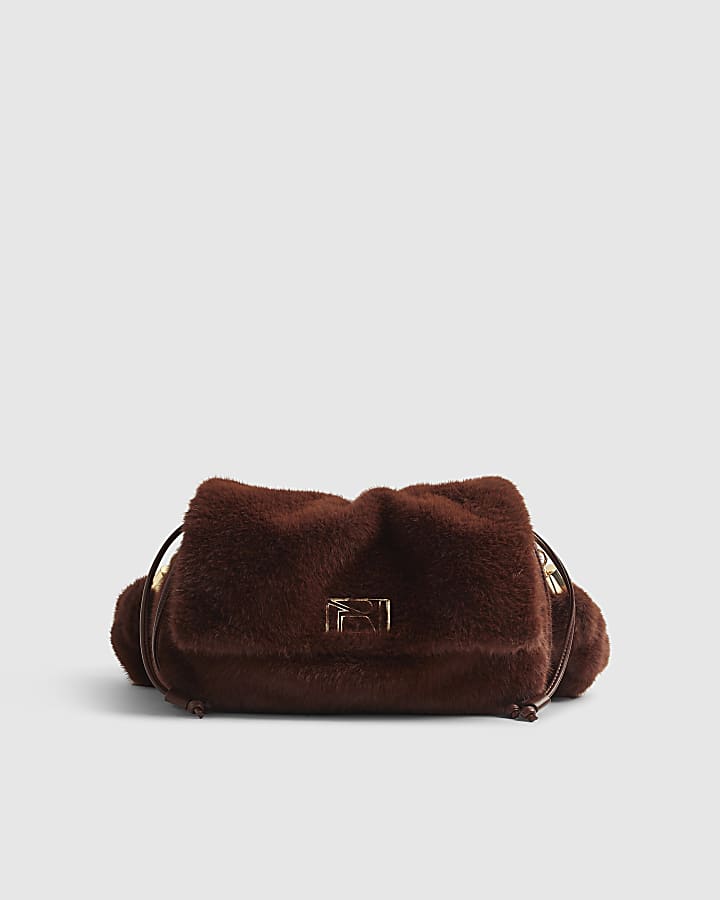Brown Faux Fur Shoulder Bag