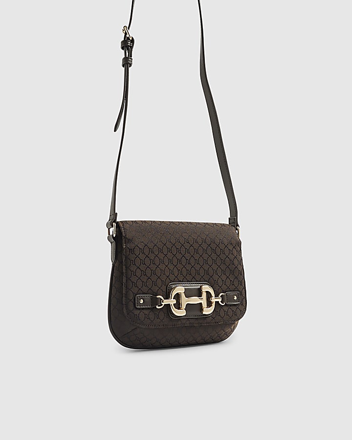 Brown Monogram Snaffle Cross Body Saddle Bag