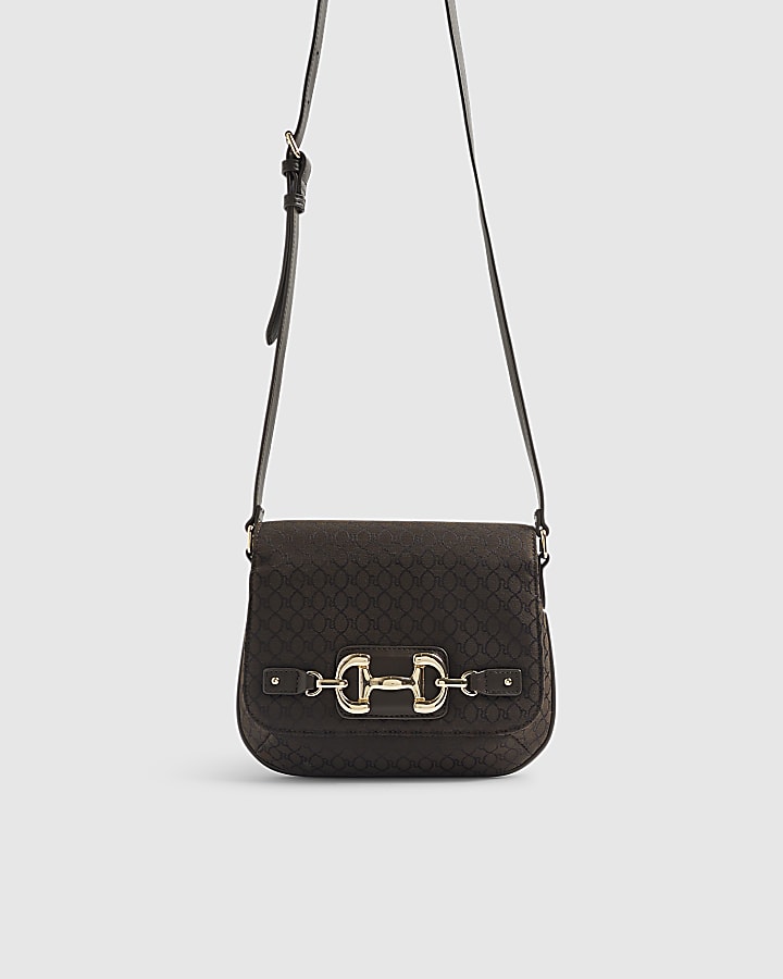 Brown Monogram Snaffle Cross Body Saddle Bag