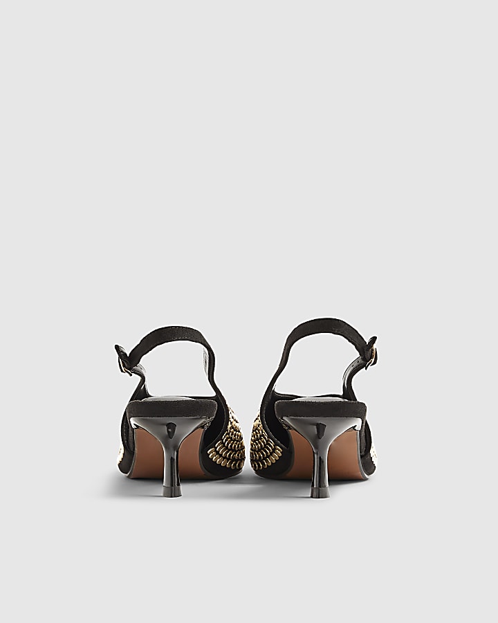 Black Studded slingback Court heels