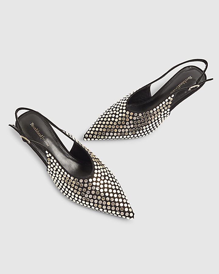 Black Studded slingback Court heels