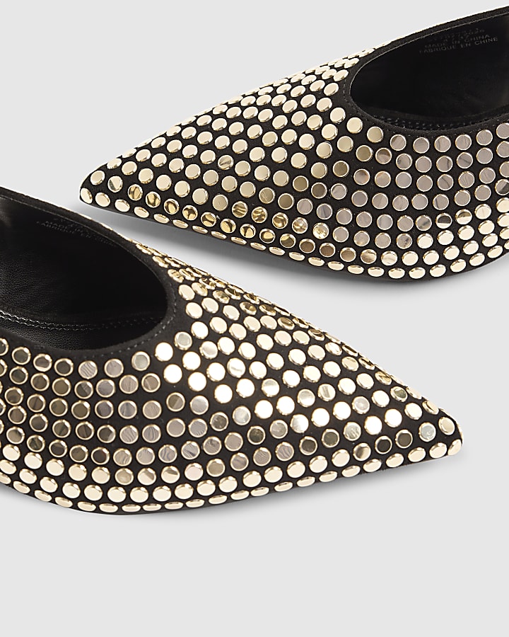 Black Studded slingback Court heels