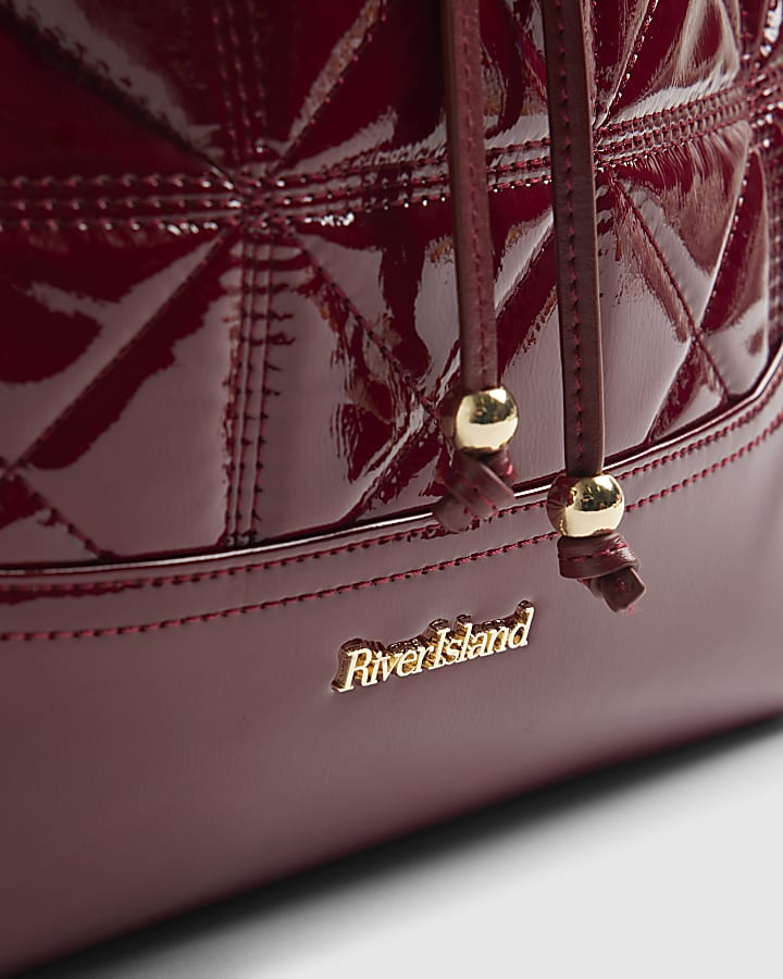 Red Quilted Chain Handle Slouch Bag