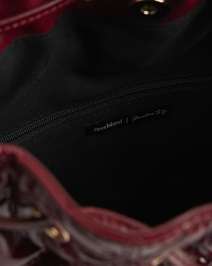 Red Quilted Chain Handle Slouch Bag