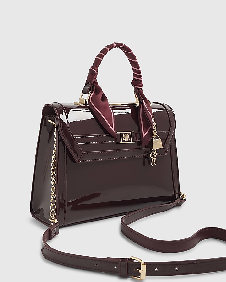 Red Patent Charm Tote Bag