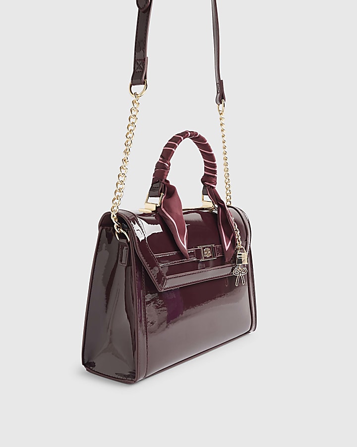 Red Patent Charm Tote Bag