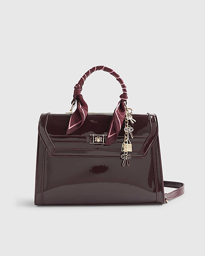 Red Patent Charm Tote Bag