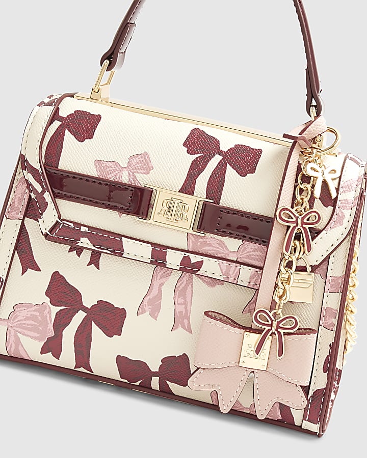 Cream Mini Bow Cross Body Tote Bag