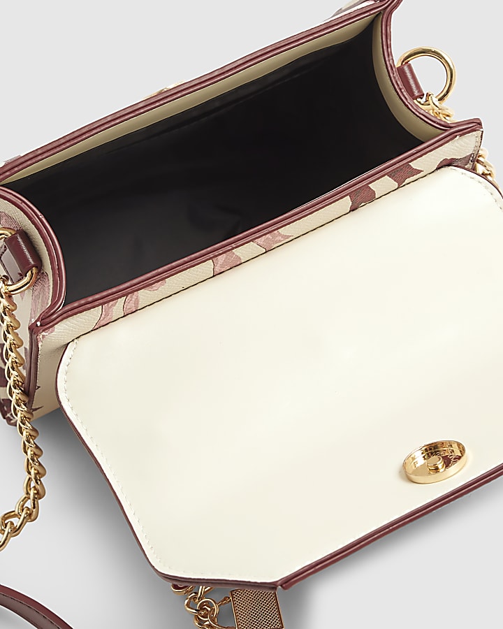 Cream Mini Bow Cross Body Tote Bag