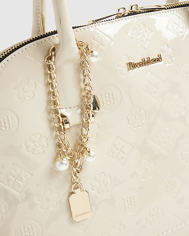 Cream Large Monogram Kettle Tote Bag