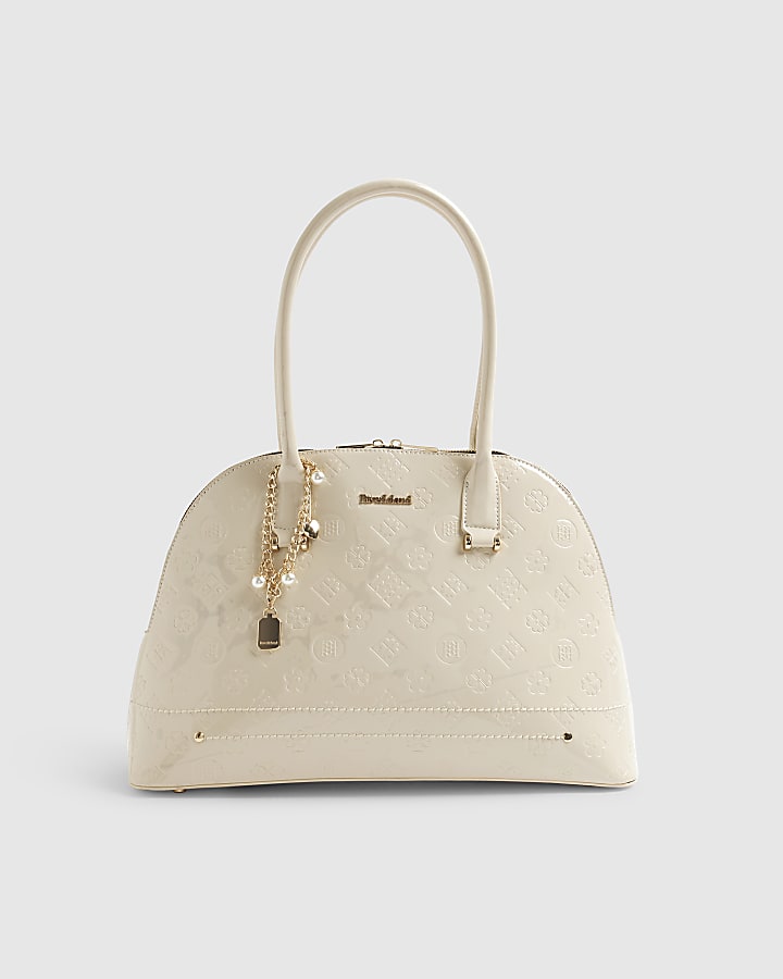 Cream Large Monogram Kettle Tote Bag