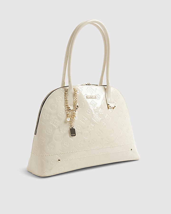 Cream Large Monogram Kettle Tote Bag