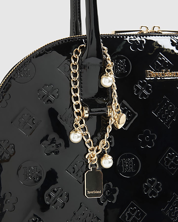 Black Large Embossed Kettle Tote Bag