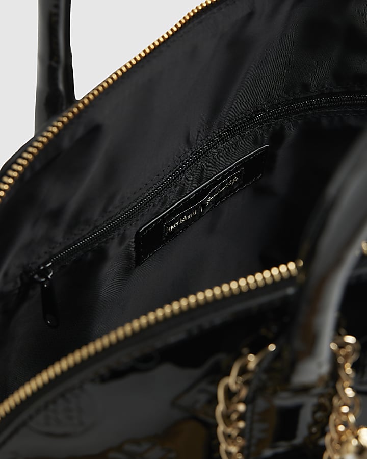 Black Large Embossed Kettle Tote Bag