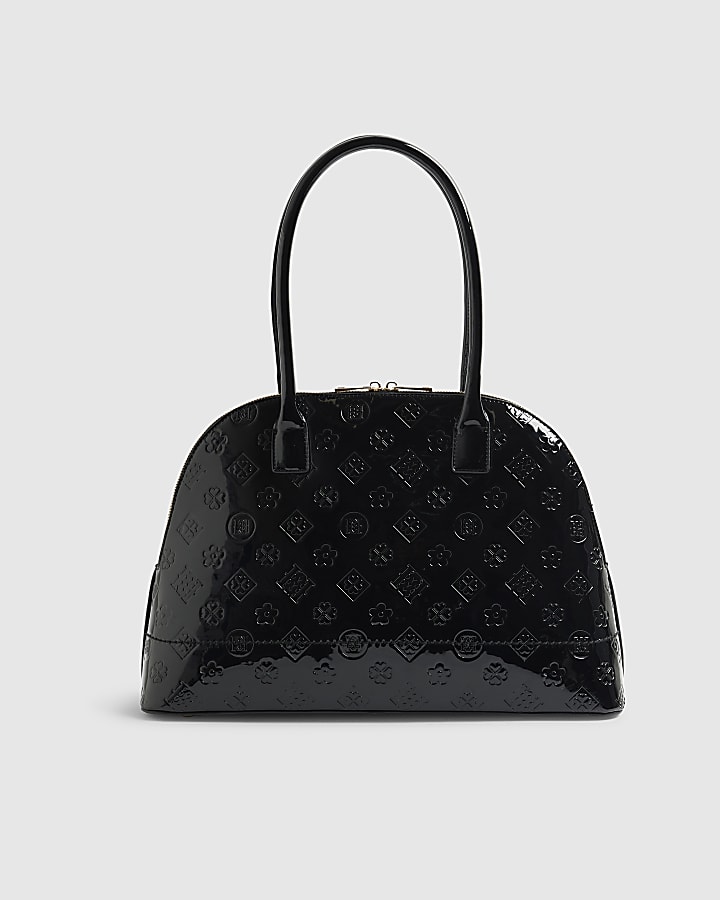 Black Large Embossed Kettle Tote Bag