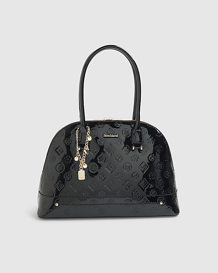 Black Large Embossed Kettle Tote Bag