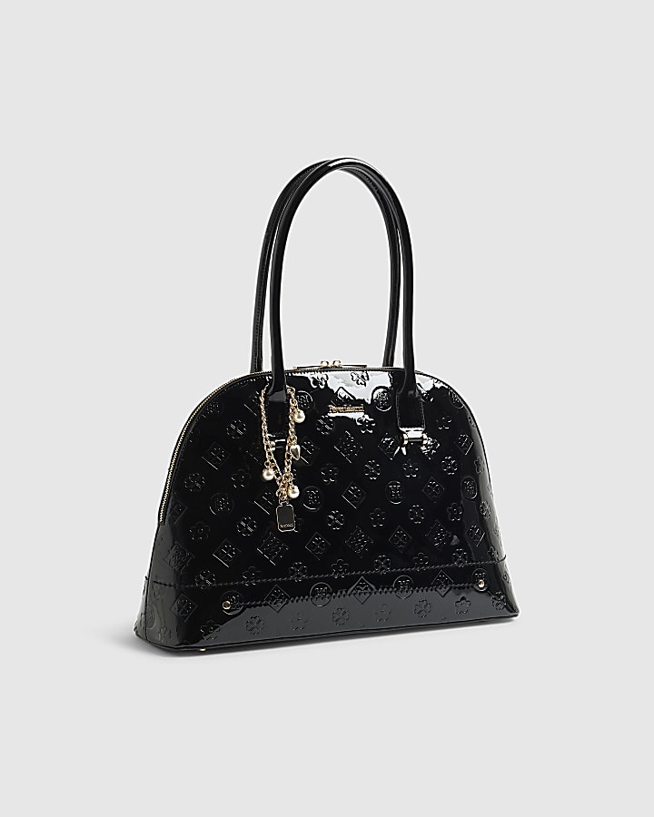 Black Large Embossed Kettle Tote Bag