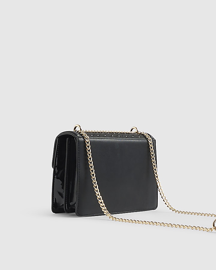 Black Diamante Panelled Shoulder Bag