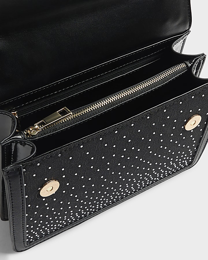 Black Diamante Panelled Shoulder Bag