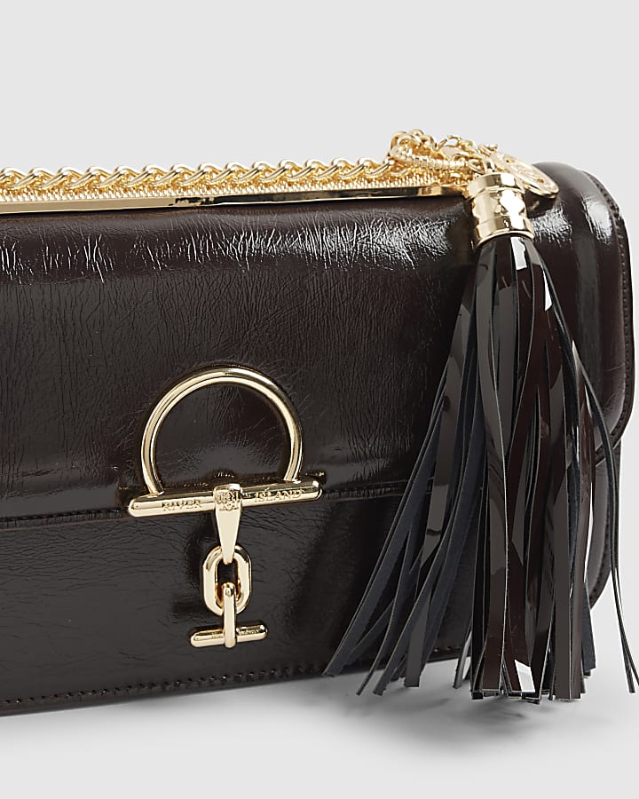 Brown Snaffle Tassel Shoulder Bag
