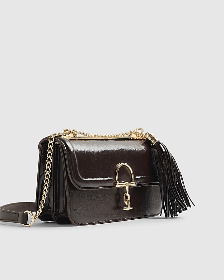 Brown Snaffle Tassel Shoulder Bag