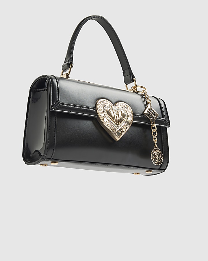 Black Heart Lock Cross Body Bag