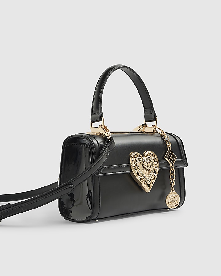Black Heart Lock Cross Body Bag