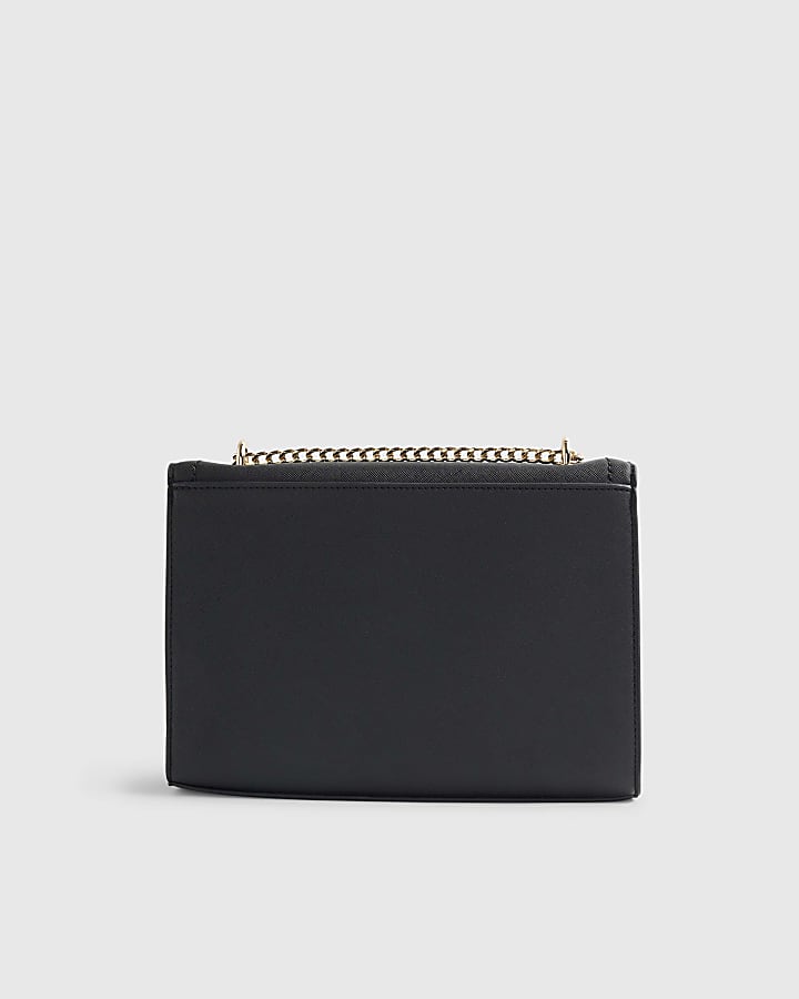 Black Monogram Pocket Front Shoulder Bag