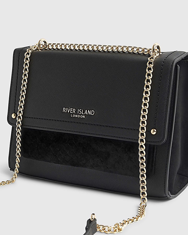 Black Monogram Pocket Front Shoulder Bag
