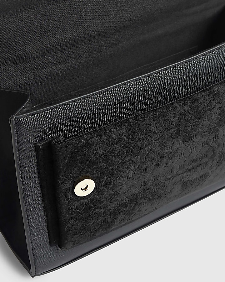 Black Monogram Pocket Front Shoulder Bag