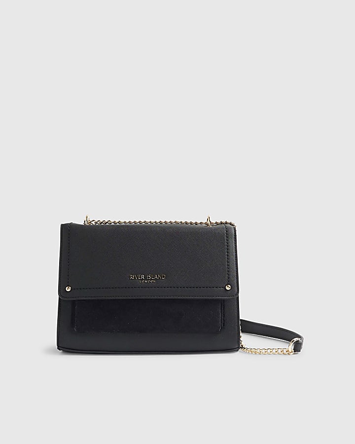 Black Monogram Pocket Front Shoulder Bag