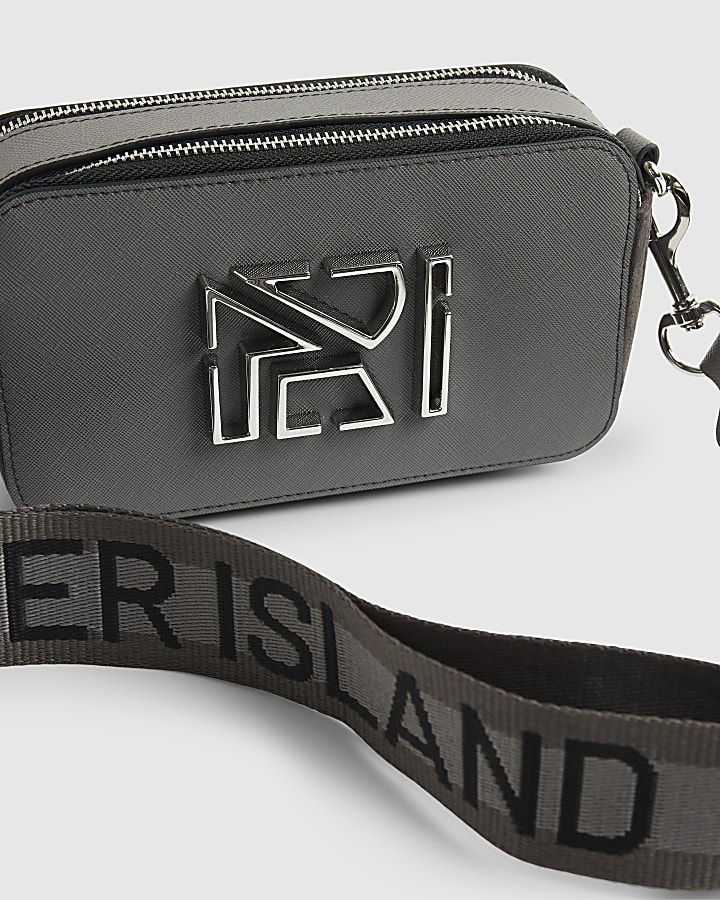 Grey Branded Cross Body Bag