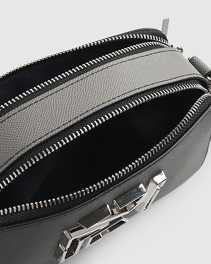 Grey Branded Cross Body Bag